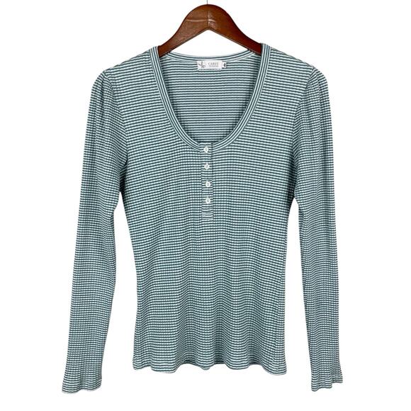 Carve Designs Tops - Carve Designs Long Sleeve Top Green White Stripe Ribbed Knit Women's M - Flaw